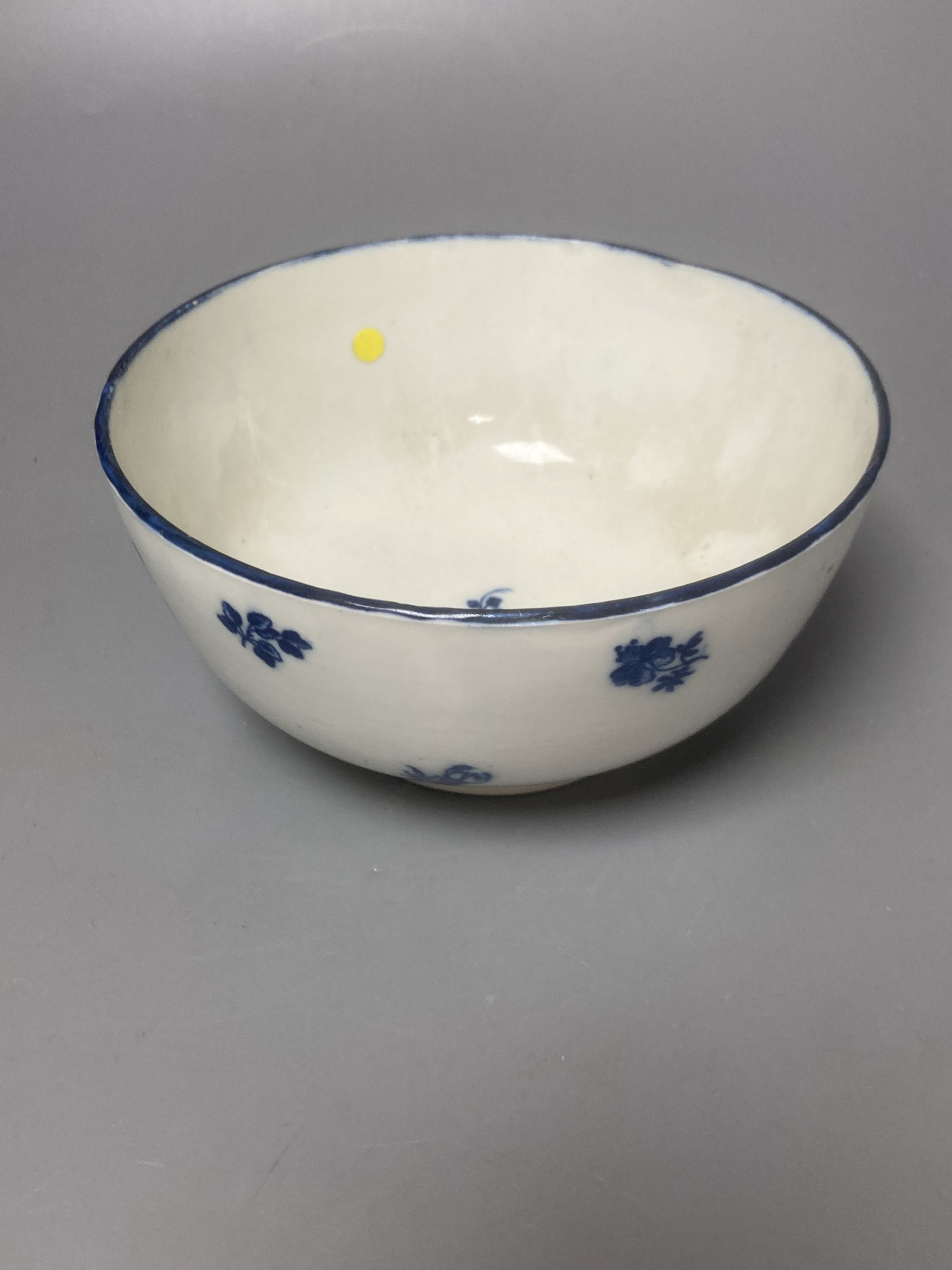 A group of Worcester blue and white ceramics, a Japan pattern cup and a Samson blue and white saucer, tallest 8cm